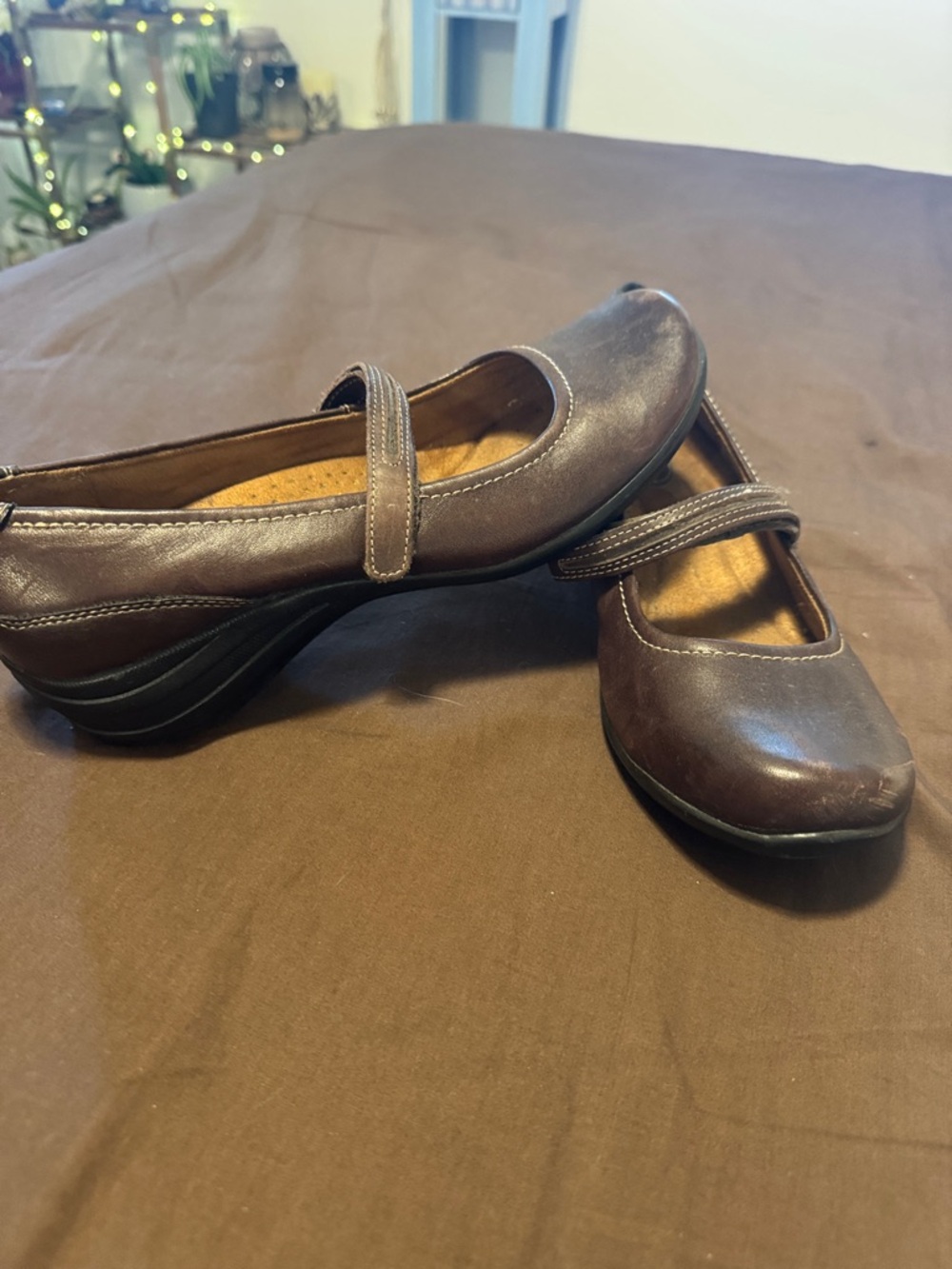 Hush Puppies Brown Mary Jane Flats with Strap